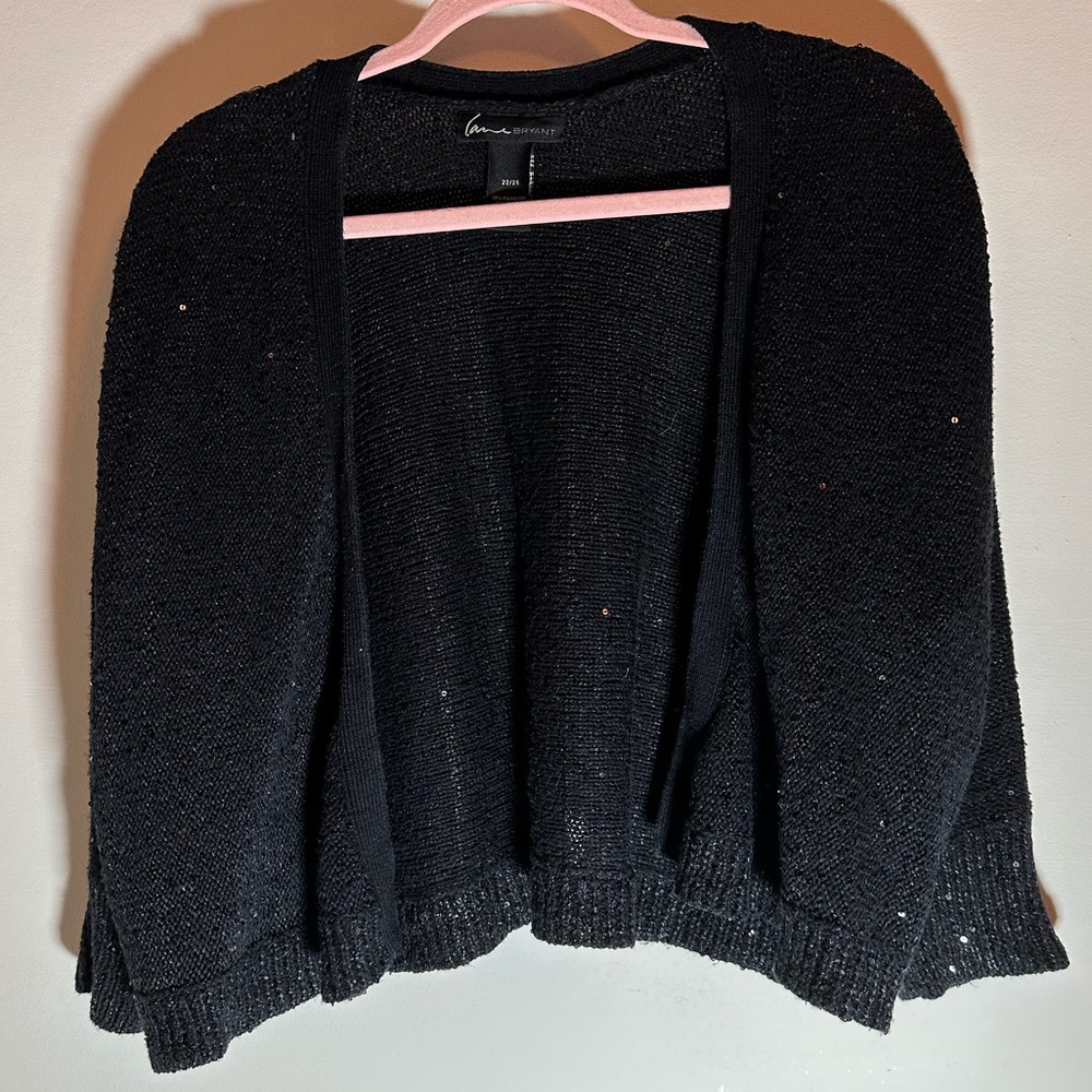 Lane Bryant Black Sequin Cropped Cardigan Shrug Jacket Women’s Plus Size 22/24